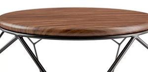 <b>Round</b> <b>Coffee</b> <b>Table</b> With Wooden Top and <b>Black</b> Powder Coated Metal Frame Industrial Vintage <b>Table</b> for Living Room furniture - Product Image 3