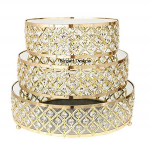 Soporte de Metal para pasteles, alta calidad, chapado en oro, hecho a mano, tres niveles, clásico, elegante, venta al por mayor, lujoso - Product Image 3