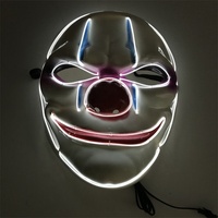 Masque de Clown pour Halloween, avec Led, fil lumineux fluo, Flexible, lumière froide, pour carnaval, clé tendance, fournitures de fête