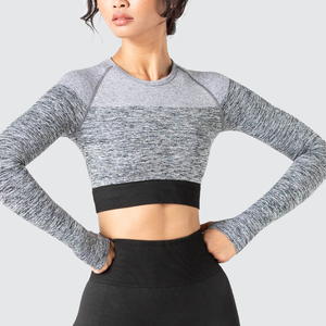 Vêtements de fitness pour femmes OEM, haut court en coton mesh de haute qualité avec designs personnalisés - Product Image 2