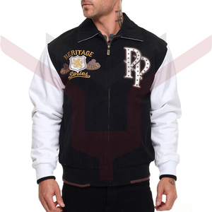 Chaqueta Varsity Personalizada al por Mayor con Parches Bordados, Cuerpo de Lana, Mangas de Cuero, Chaqueta Clásica de Béisbol - Product Image 3