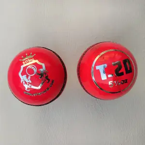 T-20 de cuero genuino cosido a máquina, pelota de grillo roja, 2 piezas