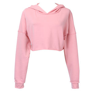 Sudadera corta de algodón con LOGO personalizado para mujer, chándal de manga larga para gimnasio en blanco, venta al por mayor - Product Image 5