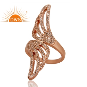 Anillo de plata de primera ley y topacio blanco para mujer, sortija, plata esterlina 925, chapado en oro rosa - Product Image 2