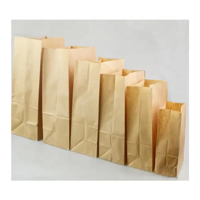 인도 손으로 만든 좋은 품질 내구성 저렴한 공장 가격 도매 레스토랑 테이크 아웃 갈색 크래프트 종이 가방