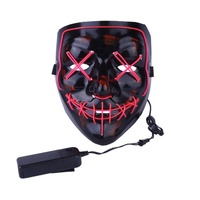 Masque LED Lumineux pour Fête, Masque EL The Purge Election Year, Masque Amusant pour Festival, Cosplay, Accessoires de Costume, Masque Luminescent dans le Noir