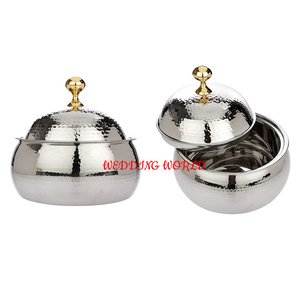 Casserole à double paroi en acier inoxydable Poli à la main en forme de rond Ustensiles de cuisine Chauffe-plats en métal - Product Image 2