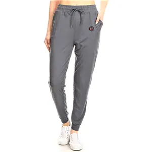 Kadın baskılı katı aktif giyim Jogger parça manşet Sweatpants iç cepler tayt deposu