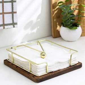 Porte-serviettes en métal doré unique avec un design simple et élégant parfait pour les accessoires de table de restaurant, d'hôtel et de mariage - Product Image 5