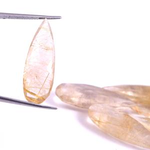 Quartz rutilé doré naturel 15x7mm, 1 pièce, pierre précieuse à facettes en vrac couleur orange, pour la fabrication de bijoux - Product Image 2