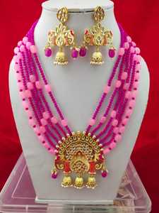 Wonderful Real Moti Jaypuri Necklace Indian Jewellery Real Moti Set in Lowest Price M Creation - Product Image 3