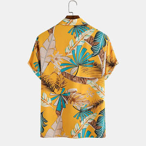 Bañador de algodón y poliéster con estampado de hojas, ropa de baño de manga corta de alta calidad, Estilo Hawaiano - Product Image 5