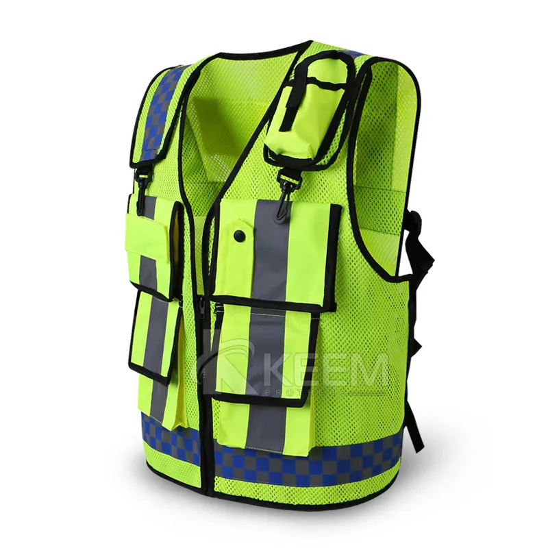 Outdoor Work Safety Vest Engineering Vest Multi Pockets Workwear Reflective Vest Traffic Warning Road Fluorescent Clothes