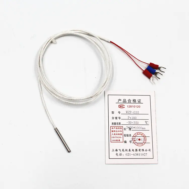 Stainless Probe Fiberglass Cable -50-450C Temperature Range PT100 Temperature Sensor PT100 RTD Thermal Resistance