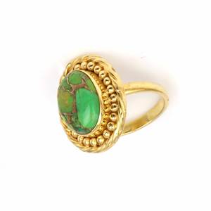 Pierre précieuse turquoise en cuivre vert naturel Bague de créateur en vermeil éternité en argent sterling 925 pour femme 10x14mm ovale-pour la fête - Product Image 5