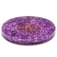 Plaque de chargement d'orgonite en améthyste, dessous de verre, naturel, acheter depuis N H AGATE, vente en gros