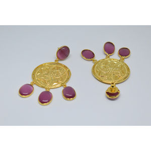 Pendientes de aro con piedra de Latón chapado en oro para niñas y mujeres - Product Image 3