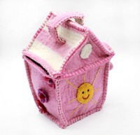 Sac de maison en feutre et de couleur rose pour enfants, avec coupelle de rangement amovible et Durable, sac de jeu autodécoratif pour décorer la maison
