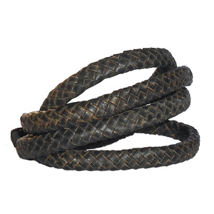 Cordón Plano de Cuero Genuino Trenzado a Mano, Longitud Personalizada, Encerado, Ecológico, Alta Tenacidad, Logotipo Personalizado, 12 mm de Diámetro, para Zapatos - Product Image 2