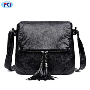 Designer à la mode Vintage Style en cuir souple bandoulière sac de messager doublure en coton fermeture éclair voyage sac à main épaule - Product Image 2