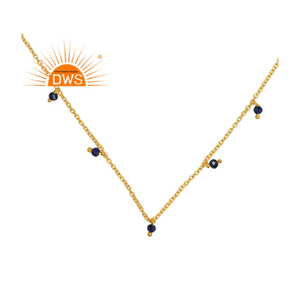 925 argent Sterling 18K plaqué or naturel Lapis Lazuli collier de perles pour les femmes bijoux pour les femmes cadeau pour elle - Product Image 2