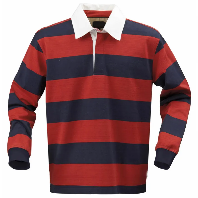 Le migliori camicie da Rugby personalizzate da uomo camicia da rugby a maniche lunghe a righe realizzata in Pakistan maglia da Rugby personalizzata di alta qualità