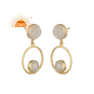 Boucles d'oreilles pendantes en argent sterling plaqué or de haute qualité 2026 avec pierres précieuses naturelles arc-en-ciel pour femmes - Fabricant de bijoux - Product Image 1