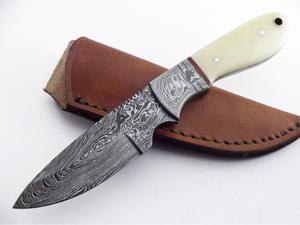 Cuchillo de acero de Damasco hecho a mano, cuchilla fija personalizable para llevar y cazar todos los días con soporte OEM - Product Image 2