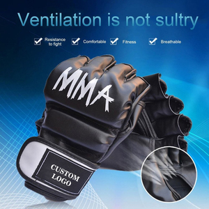 ถุงมือต่อสู้ MMA แบบมืออาชีพหนังแท้สีขาว - Product Image 4