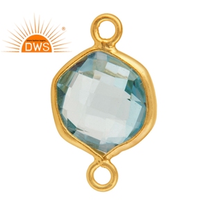Pendentif pour fabrication de bijoux, pierre précieuse, en topaze bleue, argent et or, vente en gros, 925 - Product Image 2