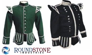 Cotton Long Sleeve Scottish Black Highland Doublet <b>Silver</b> Piping <b>Silver</b> Thistle Buttons Traditional Highland Dress <b>Jacket</b> - Product Image 4