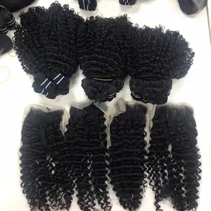 Wholesale price Set bundles and Frontal closure Deep wavy Vietnamese High Quality Virgin Remy hair for Black women