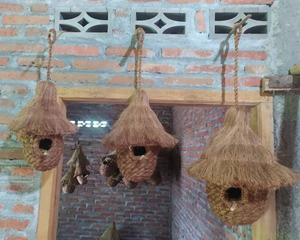 Cage à oiseaux naturelle en herbe écologique, magnifique, de style antique, avec cadre en bois, Propinsi Jawa Tengah, pour usage intérieur/extérieur - Product Image 4