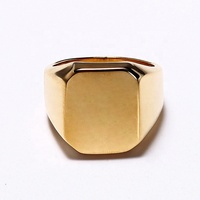 Custom minimalistischen stil edelstahl schwarz gold quadrat glänzende blank dichtung ring für männer großhandel größe 7-12 #