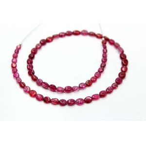 ลูกปัดหินสปิเนลสีแดงธรรมชาติรูปไข่เรียบ3X4MM ถึง4X6MM ยาว11นิ้ว - Product Image 3