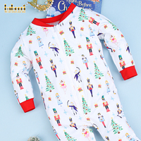 Conjunto de Invierno de Lujo para Bebé Niño, Marca Babeeni, con Estampado Navideño, de Pana, Estilo Bailarina, con Bordado Hecho a Mano, Personalizado OEM ODM