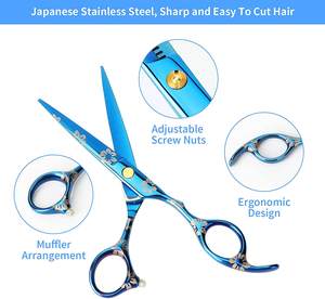 ชุดกรรไกรตัดผม4ชิ้นสำหรับมืออาชีพประกอบด้วยกรรไกรซอยผมหวีและเคสหนังอุปกรณ์ความงามที่จับสแตนเลส - Product Image 5