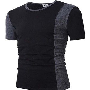 Top court à manches courtes avec col ras du cou T-shirt raglan T-shirt respirant avec manches raglan contrastées en gris et noir - Product Image 3