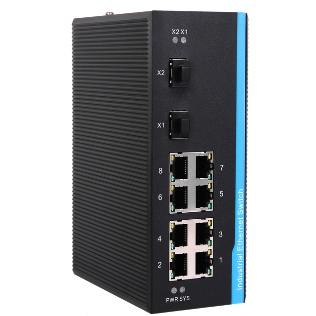 10 Port 8 Port 48v Din Rail 1000Mbps Gigabit Vlan Managed PoE Switch for Security Camera Industrial PoE Ethernet Network Switch