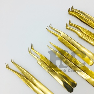 Pince à épiler d'extension de cils dorée Pince à épiler de haute qualité Design étoilé vison Logo personnalisé Acier inoxydable Pince à épiler personnalisée Durable - Product Image 1