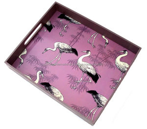 Bandeja de servicio rectangular impresa personalizada elegante bandeja de servicio de café ecológica hecha a mano con decoraciones - Product Image 4