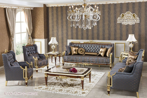 Juego de Sofás de Estilo Moderno y Elegante para el Hogar, 8 Plazas, Muebles de Sala de Estar Tallados a Mano, Juego de Sofás de Madera Europeos para el Hogar, EE. UU. - Product Image 2
