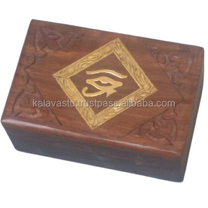 กล่องไม้แกะสลักขนาดเล็กดีไซน์พรีเมี่ยมพร้อมพลังงานทองเหลืองกล่องแกะสลักคุณภาพสูงสำหรับงานฝีมือไม้กลิ่นหอมในห้องและป้ายติดผนัง - Product Image 3