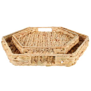 Prix bon marché Plateau en jacinthe d'eau naturelle en forme d'hexagone Plateau de service décoratif Fournisseur du Vietnam en gros - Product Image 1