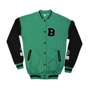Patch personnalisé pour le travail du corps en laine et manches en cuir noir vert veste de baseball Letterman pour enfants adultes hiver veste universitaire - Product Image 1