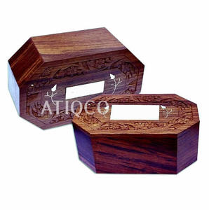 Urna de caja de madera bellamente hecha a mano, urna de cremación de madera de palisandro indio de alta calidad con incrustaciones de latón para uso funerario - Product Image 3