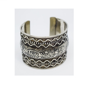 Vintage 1960 Ancient Artisan and Handcrafted Jewelry Fair Shop <b>Men</b> Textured and Hammered Kuala Lumpur wedding <b>bangle</b> <b>for</b> Women - Product Image 6