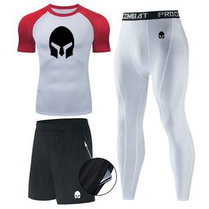 Wholesale Compression Pants Shirt Top Long Sleeve Jacket Set Suit Face Cover Gym Fitness Sets 5Pcs Men's Workout Clothes - Product Image 4