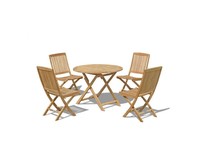 Set Meja Makan Lipat Kayu Jati Modern Berkualitas Tinggi untuk Teras & Taman, Perabot Luar Ruangan Model Enterprise DS021