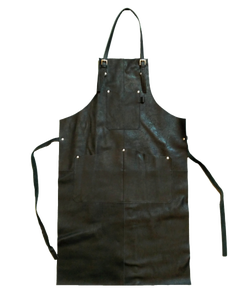 Genuine Leather Double Pocket Adjustable Buckle Closure Strap Handmade Black Leather <b>Apron</b> - Product Image 1